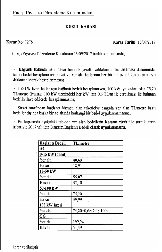 Elektrik dağıtım ve bağlantı bedellerinde flaş değişiklik