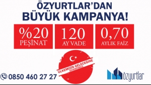 Özyurtlar'dan 0.70 kredi faizli 120 ay vadeli 'Büyük Kampanya'