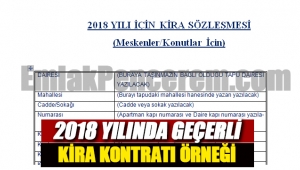 2018 yılı kira kontratı örneği indir!