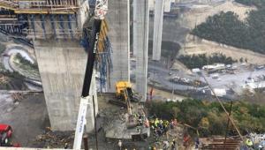 Kocaeli`de viyadük çalışmalarında beton blok düştü! 6 işçi 30 metreden düştü...
