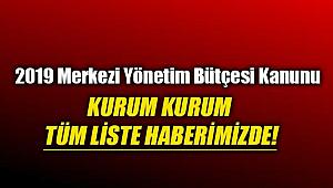 2019 Merkezi yönetim bütçesi kanunu yayımlandı! Kurum kurum bütçe listesi