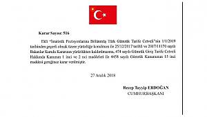 2019 Türk Gümrük Tarife Cetveli yayımlandı