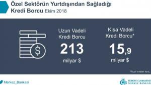 Merkez Bankası 2018 Ekim ayında özel sektörün yurtdışından sağladığı kredi verilerini paylaştı
