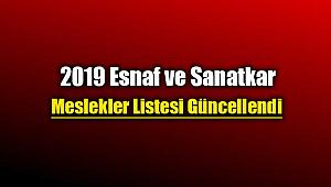 2019 esnaf ve sanatkar kollarından sayılacak meslekler neler?