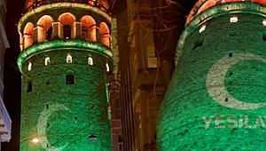 Galata Kulesi’ne Yeşilay logosu