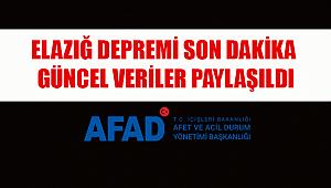 Son Dakika: AFAD Eazığ depremi güncel bilgilerini paylaştı
