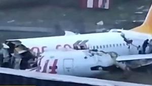 Son Dakika: Sabiha Gökçen Havalimanı'nda facia! Uçak pistten çıktı parçalara ayrıldı....