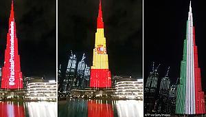 Dubai Burj Khalifa, İtalya ve İspanya'ya bayraklı destek verdi