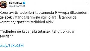 Yurt dışından ülkeye dönenler 14 gün karantina sürecine alınacak!