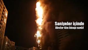 BAE Sharjah kentinde tower yangını! Gökdelen Dakikalarca böyle yandı...