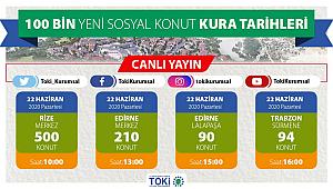 TOKİ Rize Edirne, Trabzon hak sahibi belirleme canlı yayın (100 Bin sosyal konut)