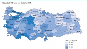Gayrisafi Yurt İçi Hasıladan (GSYH) en yüksek payı %30,7 ile İstanbul aldı