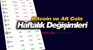 Bitcoin ve  alt coinlerin haftalık fiyat değişimi