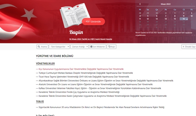 Resmi Gazete 16 Nisan yönetmelik ve kararlar neler?