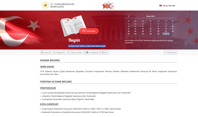 Resmi Gazete (30 Nisan 2022)