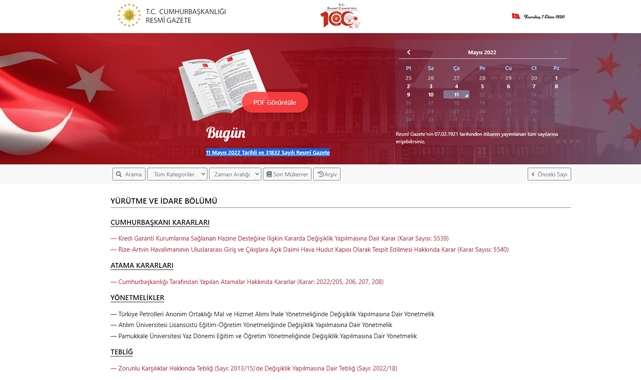 11 Mayıs Resmi Gazete