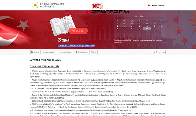 Resmi Gazete (13 Mayıs 2022)