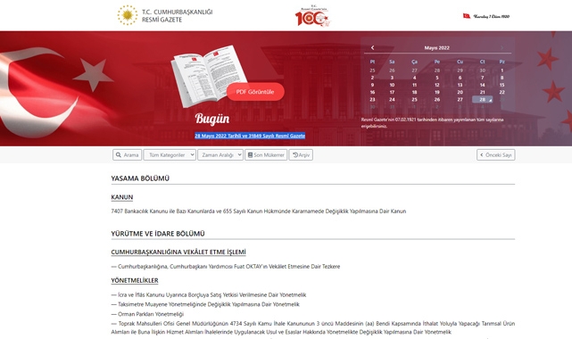Resmi Gazete (28 Mayıs 2022)