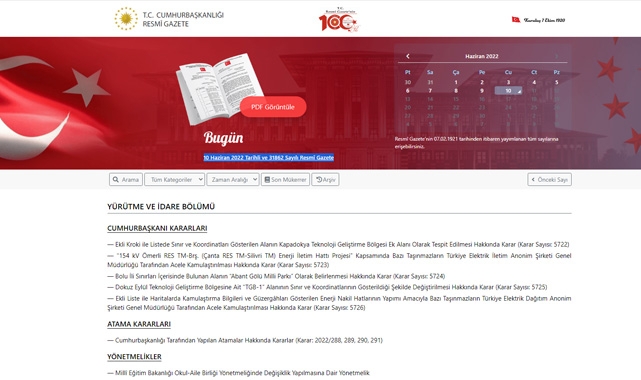 Resmi Gazete (10 Haziran 2022)