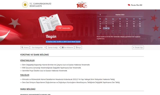 Resmi Gazete (21 Haziran 2022)