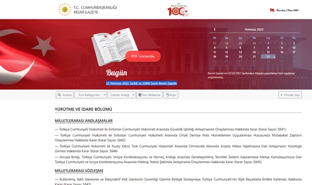 Resmi Gazete (22 Temmuz 2022) bugün hangi kararlar yürürlüğe girdi?