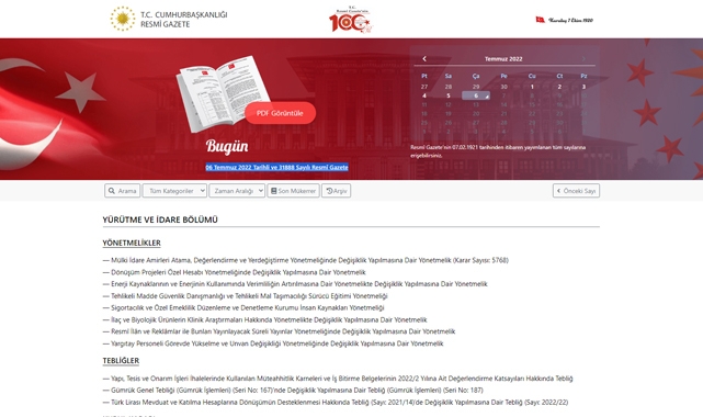 Resmi Gazete (6 Temmuz 2022) hangi yönetmelik ve kritik kararlar var?