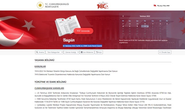 Resmi Gazete (7 Temmuz 2022) hangi kararlar yürürlüğe girdi?