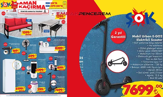 ŞOK aktüel ürünler kataloğu 27 Temmuz uygun fiyatlar! Elektrikli Scooter fırsatı ŞOK aktüel ürünleri arasında
