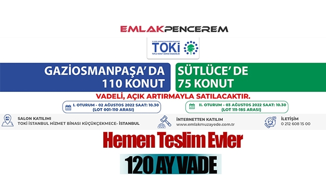 TOKİ İstanbul'da 2 projede hemen tapu, hemen teslim 120 ay vadeyle 185 konut satacak