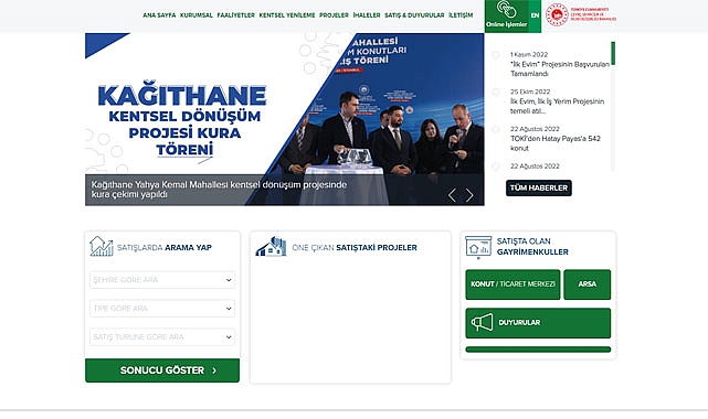 TOKİ resmi sayfası kura sonuçları ekranı hızlı erişim - toki.gov.tr