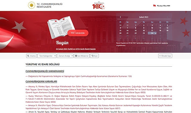 Resmi Gazete 24 Şubat 2023 tarihli sayısında yer alan kritik kararlar