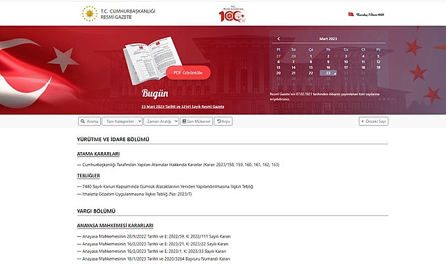 Resmi Gazete 23 Mart 2023 tarihinde hangi kararlar yürürlüğe girdi?