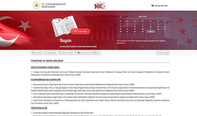 Resmi Gazete 24 Mart 2023 tarihinde hangi kararlar yürürlüğe girdi?