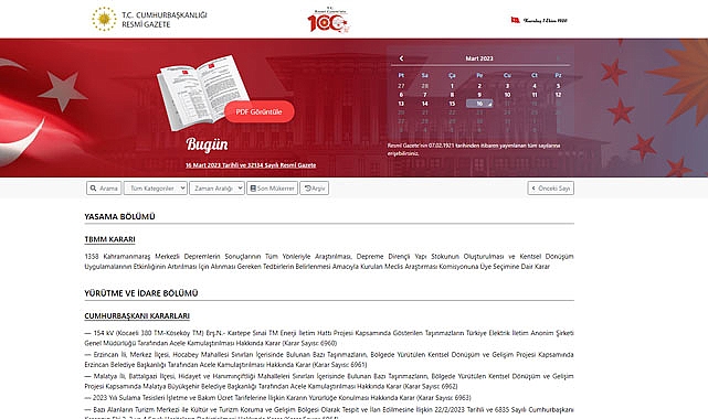 Resmi Gazete'de 16 Mart 2023 sabahı yayımlanan kritik kararlar hangileri?