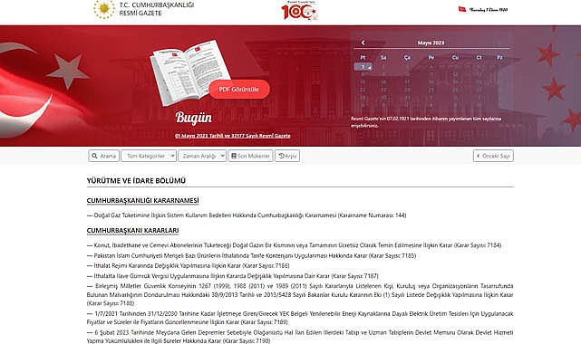 Resmi Gazete 1 Mayıs 2023