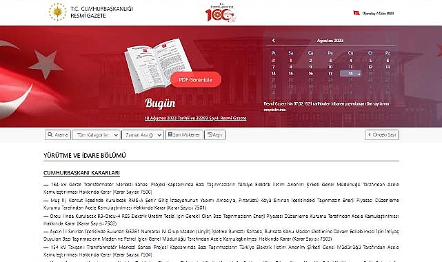Resmi Gazete (18.08.2023)