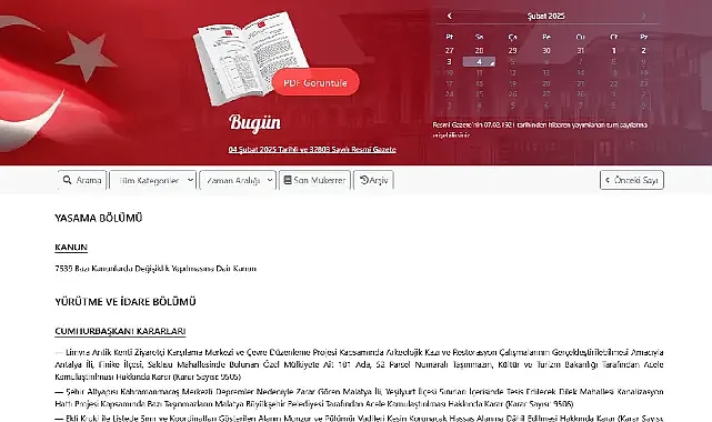 Resmi Gazete'de hangi atama kararları, yönetmelik ve tebliğler yayınlandı (04.02.2025)