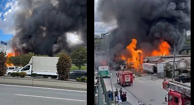İstanbul İkitelli'de büyük yangın! Art arda patlamalar...
