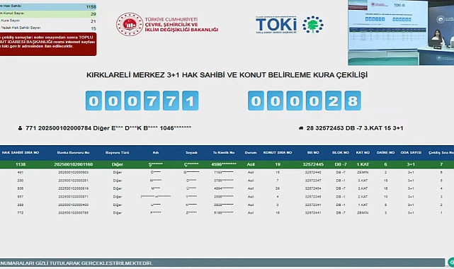 2452 başvurulu Kırklareli TOKİ konutlarında kura çekilişi sonuçları açıklandı