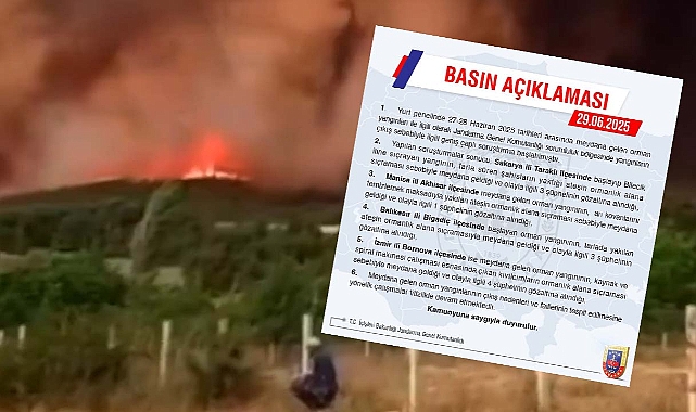 Orman yangınları hakkında Jandarma'dan geniş çaplı soruşturma