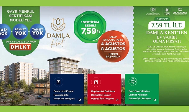 Emlak Konut Gayrimenkul Sertifikası işlem kodu #DMLKT olarak açıklandı