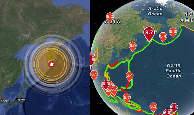 Rusya'da korkunç deprem! Rusya Kamçatka 8.8 büyüklüğünde deprem ile sallandı, Japnya'yı Tsunami vurdu