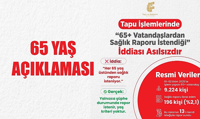 Bakanlık ve Tapu'dan 65 yaş yalanlaması