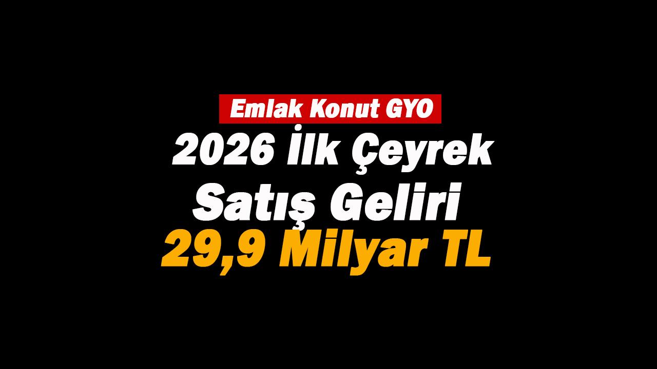 Emlak Konut (EKGYO) satış geliri 1. çeyrekte 29,9 milyar TL